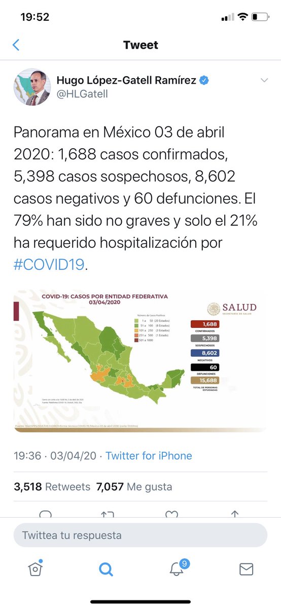 esaadia18's tweet photo. @HLGatell me preocupa la falta de pruebas, el manejo de la información, pero sobre todo el % hospitalizado

29/3- “solo el 14%”
31/3- “solo el 16%”
1/4- “solo el 18%”
2/4- “solo el 19%”
3/4- “solo el 21%
4/4- “solo el 22%”
5/4- “el 24%” Ya no usa solo
6/4- “el 26%”
7/4- “el 27%” https://t.co/zvejsBhPoy