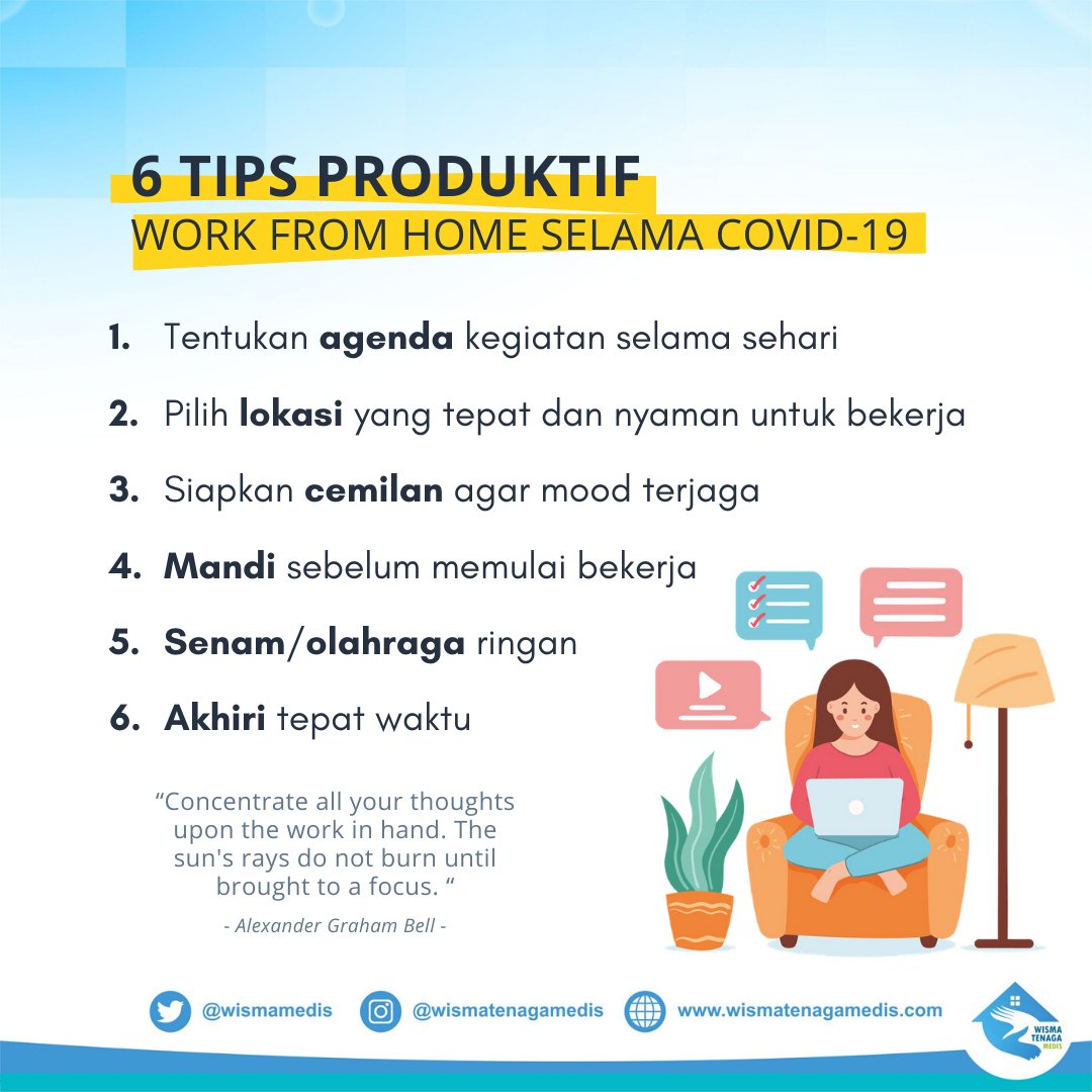 Selamat pagi! Buat teman-teman yang WFH, apakah sudah mulai terbiasa dengan cara kerja baru tersebut? Kalau belum, semoga beberapa tips dari kami ini bisa membantu, yah. 😁
