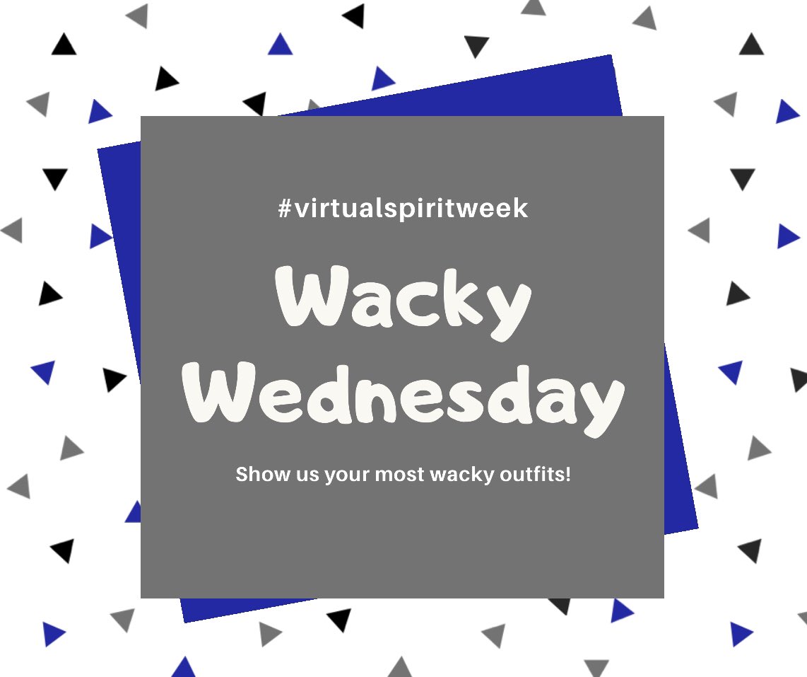 StucoEAHS's tweet photo. Show us your most WACKY outfits tomorrow for Wacky Wednesday! 📸
#VirtualSpiritWeek https://t.co/JmDJdau5GD
