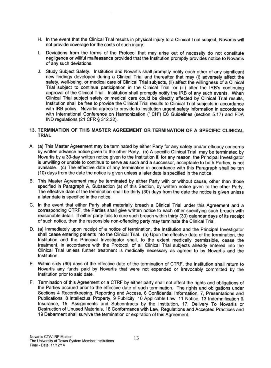 I’d like to explain a few things to you;Big Pharma has a LONG & sordid history fraught with corruption.We have CLINICAL TRIALS for several reasons;public healthdatascienceand trustNovartis 2014 to Nov 2019 Clinical Trial Agreement see page 12 & 13 https://drive.google.com/file/d/1mficraKKx0L7ZbxDCozugsr-0A3xUwt4/view?usp=drivesdk