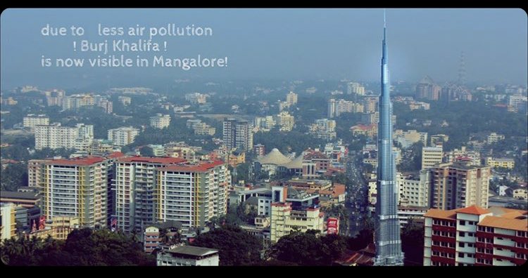 LavanyaBallal's tweet photo. Due to low pollution #burjkhalifa can be seen IN mangalore. 😂
Tulu humour
(Nope not a typo it’s IN Mangalore )
#lowpollution #CovidLockdown https://t.co/9Nfz8VHh7L