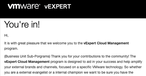 FCinalliP's tweet photo. Muy agradecido a @vExpert por este nuevo reconocimiento como #vExpert Cloud Management.
A great pleasure to be part of this sub-program. Thanks to @vExpertMgt and thanks to @vmware_es
#VMwarePorvExperts https://t.co/CZ3vnuM7ss
