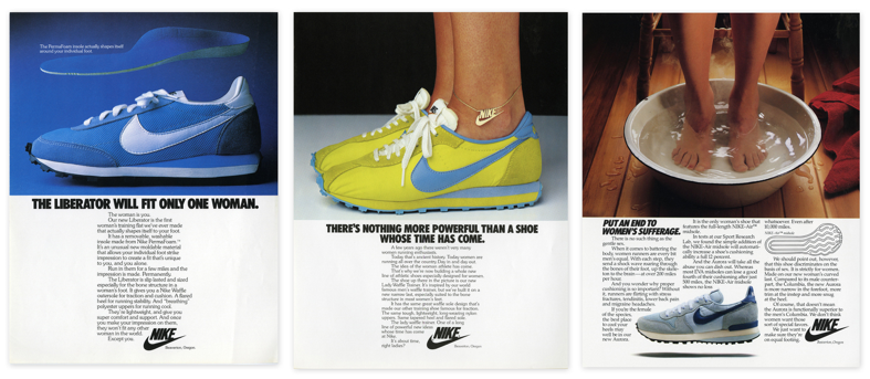 As women's liberation + running became more mainstream, so too did a *market* emergeCheck out 1970s Nike women's run collection + language of emancipation Mixed feelings abt this! Yes, capitalism, but also how great there's enthusiasm for women w $ to spend + miles to run/7