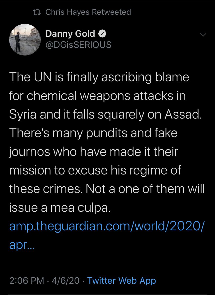 . @chrislhayes boosts an attack on OPCW whistleblowers & journalists who, unlike Chris, cover them. Apparently proxy war fanboys know more about Douma probe than the 2 veteran OPCW experts who conducted it & another 2 OPCW officials + OPCW's 1st chief, Jose Bustani, who back them.