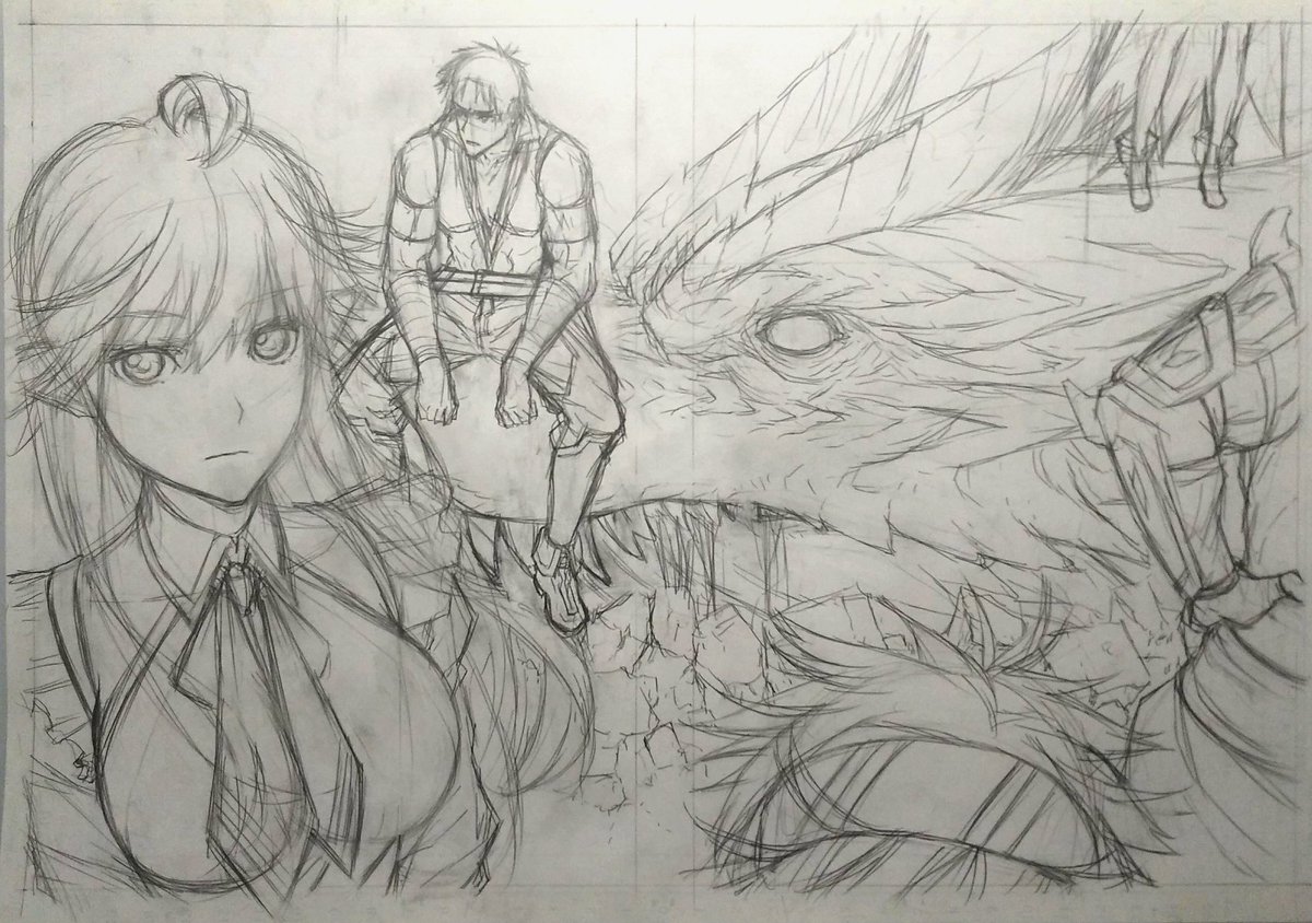 荻野 ケン 漫画家 新米オッサン冒険者 コミック1巻 表紙の 下描きと 線画 表紙から 裏表紙に繋がっているタイプの絵です 色塗り作業は 現在 進行中 超大変で 何時間かかるのか 荻野 ケン 漫画家 新米オッサン冒険者 コミック1巻 表紙の 下描きと 線画 表紙から 裏表紙に繋がっているタイプの絵です 色塗り作業は 現在 進行中 超大変で 何時間かかるのか