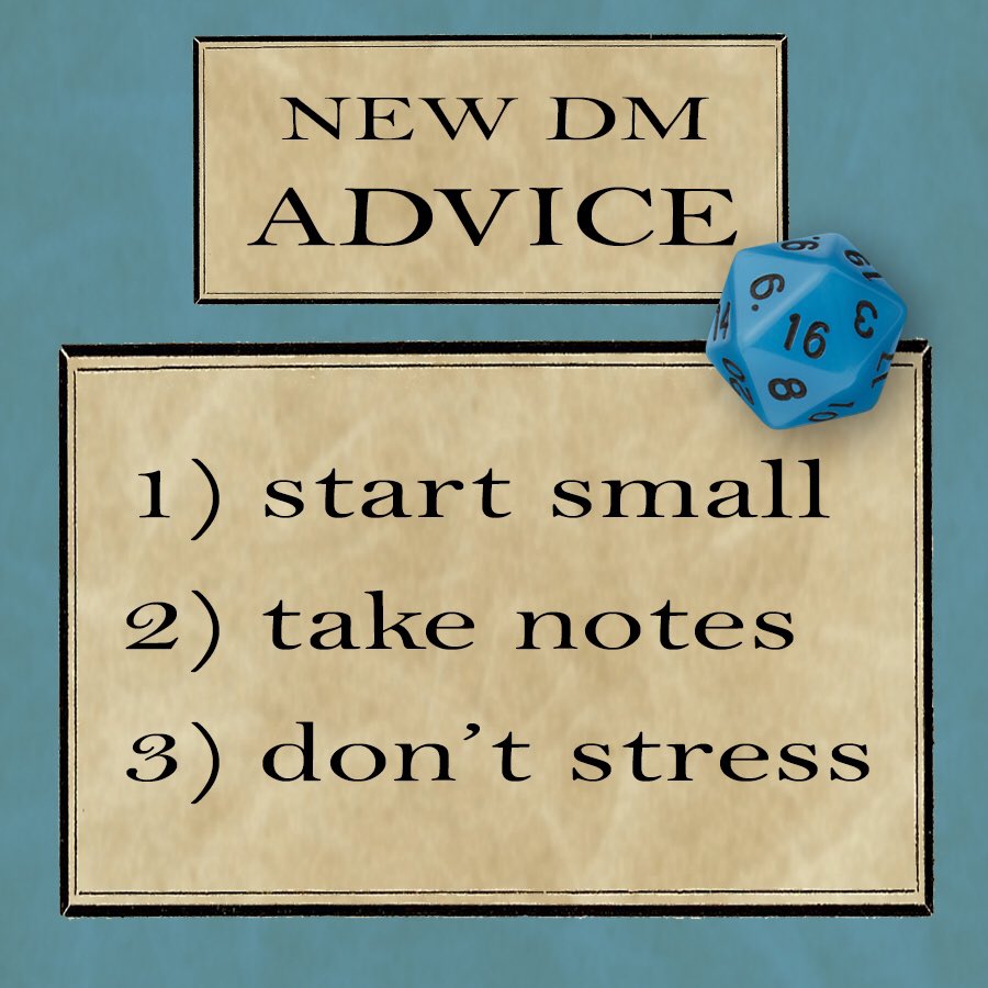CardboardDm's tweet photo. I occasionally get asked for DM advice for new DMs. Recently, I rambled for a while before landing on these 3 main points.
•
They aren’t anything new, and I’m sure learned them from those before me. But I stand by them.
•
#dnd #dungeonsanddragons #rpg #tabletop #d20 #advice https://t.co/6X38zRvl8r
