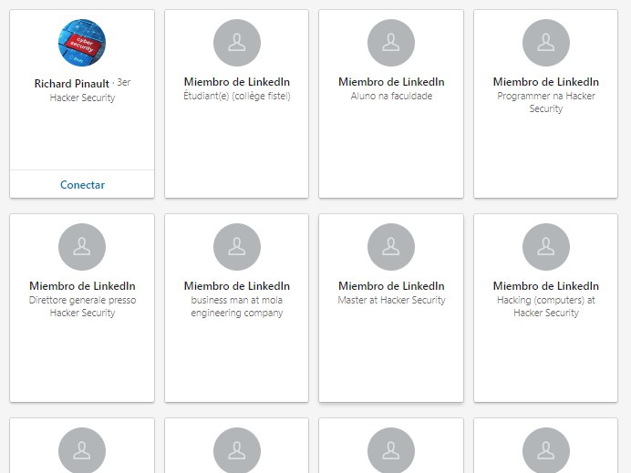 Mirando su Linkedin refuerza que trabajara con Pablo Casado ya que estudió en Harvard tb. A partir de aquí es cuando viene lo más sorprendente. Richard aparece como Hacker security de Microsoft y gerente de Hacker Security con 14 trabajadores brasileños sin fotos.