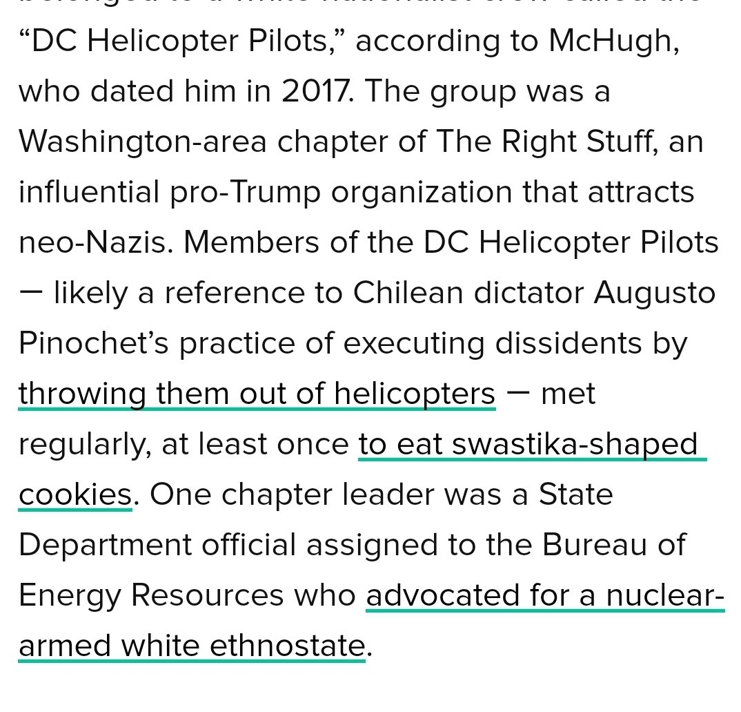 "One chapter leader was a State Department official assigned to the Bureau of Energy Resources"This is how close we are to the rise of the Fourth Reich.