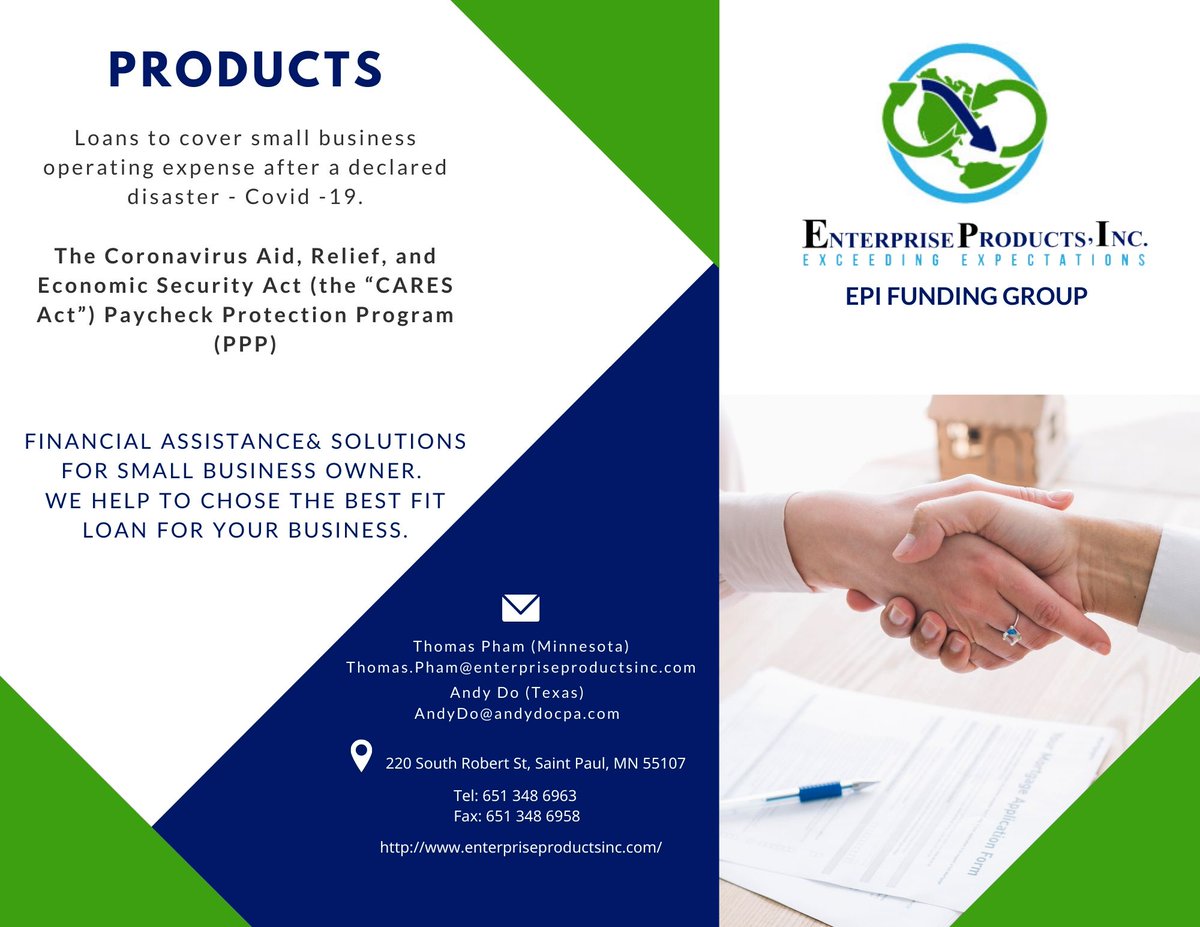 EnterpriseProd2's tweet image. Do you need help to apply for PAYCHECK PROTECTION PROGRAM (The CARES Act)?