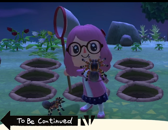 pastaravioli's tweet photo. I was so full of fear on stream today. Spooder island is no joke. #AnimalCrossing https://t.co/1hyI2uO5NW