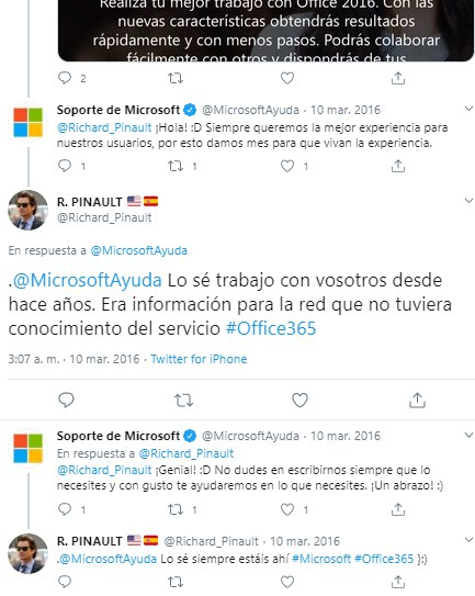 Cuando la persona que aparece como propietaria de la web, empezó a ser CEO según Linkedin (2016), Richard colgaba en su instagram fotos de un evento de Hacker Security de Microsoft. Es curioso como en esa época hacía RT y respondía haciendo trampas a cuentas de microsoft: