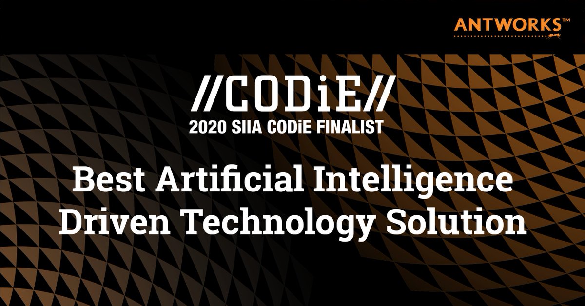 The #IntegratedAutomationPlatform continues to impress.

Proud to share that AntWorks has been selected as a <a href="/CODiEAwards/">CODiE Awards</a> Finalist in the Best Artificial Intelligence Driven Technology Solution category. bit.ly/2yJtZHD 

#ANTsteinSQUARE #AI #IAP #CODiE20