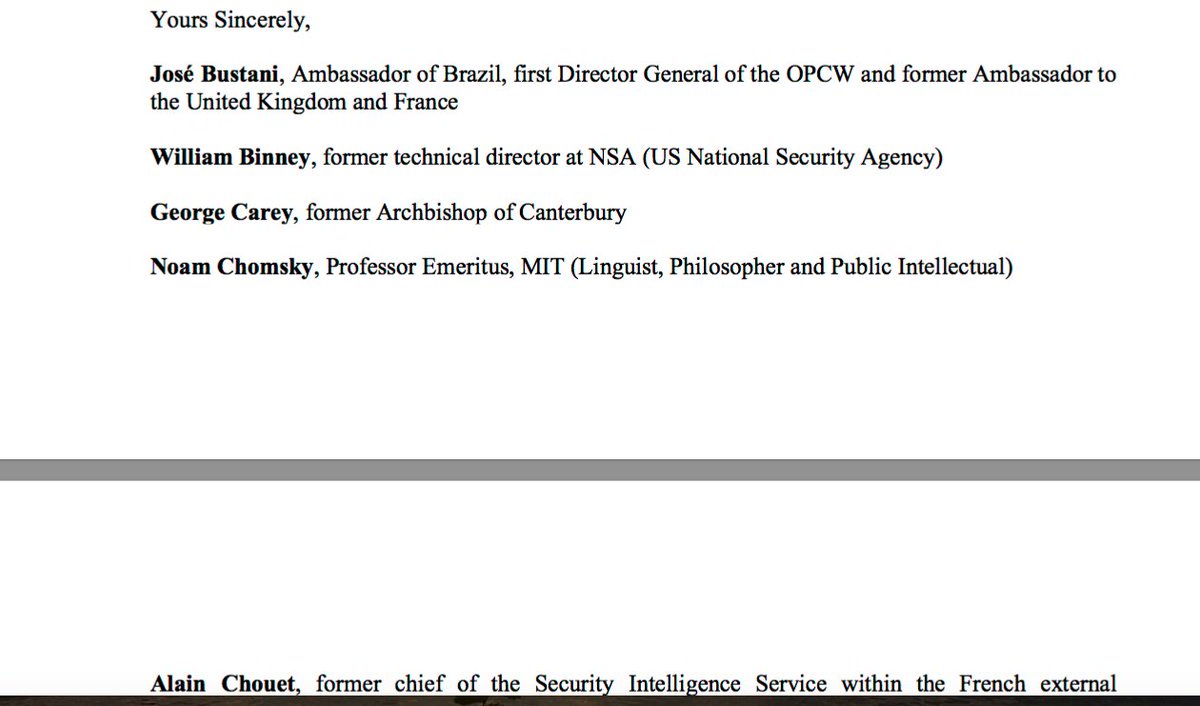 2) This was followed by an open letter to OPCW delegates calling for action to permit all the inspectors who investigated the Douma incident to be heard. Signatories included Jose Bustani, Noam Chomsky, Katherine Gun, John Pilger and Han von Sponeck.  https://www.couragefound.org/wp-content/uploads/2019/10/Letter-to-Permanent-Representatives.pdf