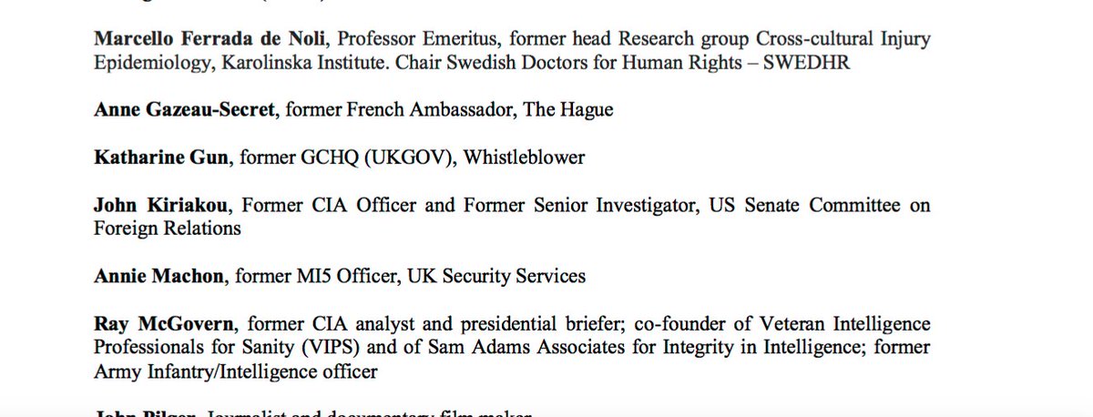 2) This was followed by an open letter to OPCW delegates calling for action to permit all the inspectors who investigated the Douma incident to be heard. Signatories included Jose Bustani, Noam Chomsky, Katherine Gun, John Pilger and Han von Sponeck.  https://www.couragefound.org/wp-content/uploads/2019/10/Letter-to-Permanent-Representatives.pdf