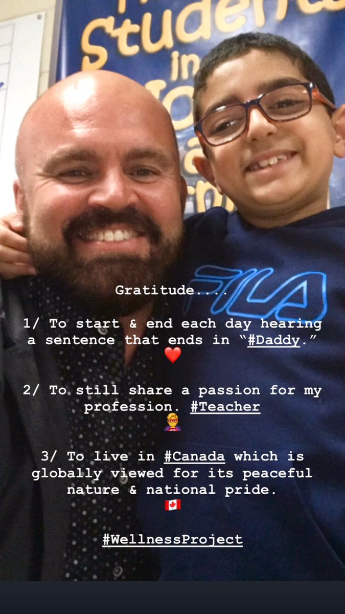 ShauneBeatty's tweet photo. Gratitude....
1/ To start & end each day hearing a sentence that ends in “#Daddy.” ❤️
2/ To still share a passion for my profession. #Teacher
🦸♂️
3/ To live in #Canada which is globally viewed for its peaceful nature & national pride.
🇨🇦
@GSSD204 #WellnessProject https://t.co/pv0E1ErLNY