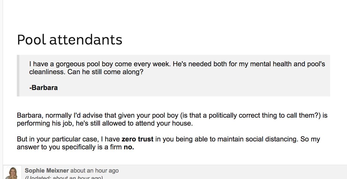 When the 'pool boy' is your essential service. The <a href="/abcnews/">ABC News</a> live blog is really quite excellent.