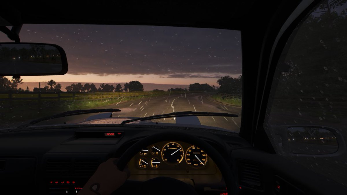 ...and raced the FC Mazda RX-7 through a beautiful dusk rainstorm.