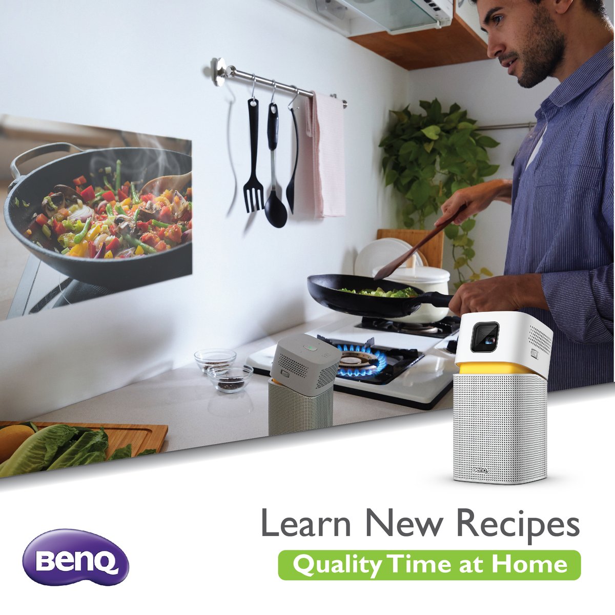 BenQIndia's tweet photo. 【Quality Time at Home- Make a Nice Meal with GV1】
Tired of ordering-in? Why not try some New Recipes with GV1? Simply look up a new recipe online and mirror it to the GV1 Portable Projector
https://t.co/D7mEH63peF
#BenQ #QualityTimeAtHome #GV1 #PortableProjecter #LEDProjector https://t.co/yXByObRyxF