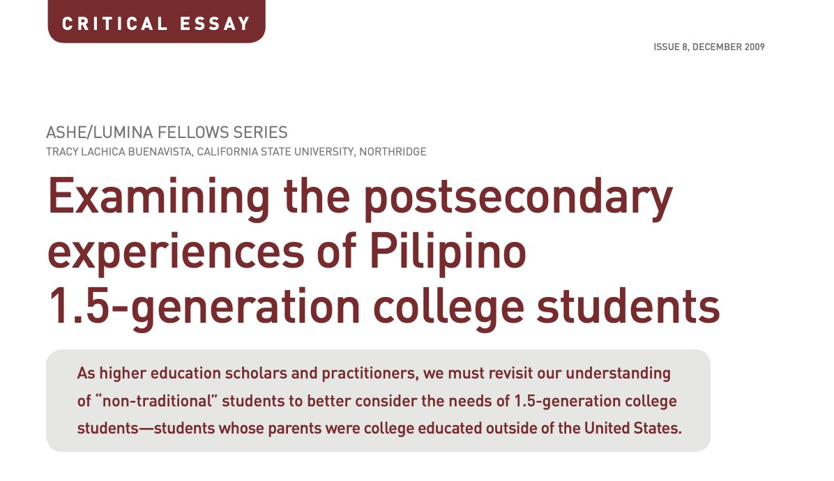 Tracy Lachica Buenavista's articles about the experiences of Filipino Americans and/or undocumented immigrants in higher educationExamples below; DM me for PDF copies!(4/18)