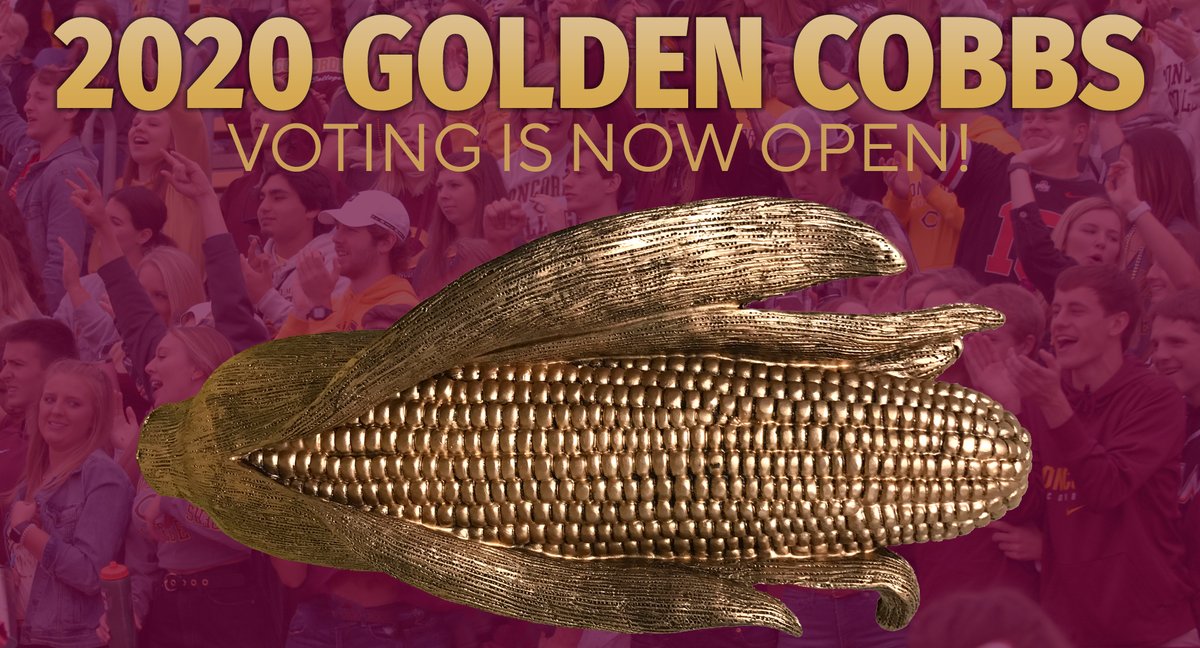 CobberSID's tweet photo. VOTING IS OPEN! Voting for the 8th annual Golden Cobb Awards is now open! Click on the link ⬇️ to vote for your pick for male/female athlete, coach, newcomer, performance, team moment, comeback, team &amp; Super Cobb. Voting closes on Friday at 6 p.m.! 

Vote: https://t.co/haJztbGzh4 https://t.co/29Rss4agvR
