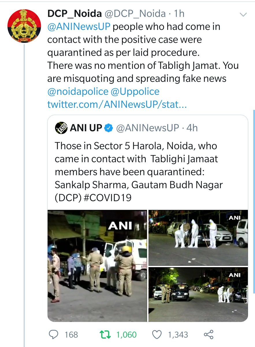pbhushan1's tweet photo. Why has FIR for spreading fake communal propaganda not been registered against ANI &amp; Smita Prakash @DCP_Noida? https://t.co/uRY7wNi9Hu