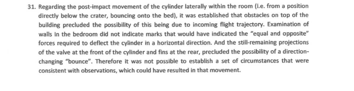 6) And this was done whilst simultaneously suppressing the engineering study produced by their own expert, Ian Henderson working with two universities, which concluded the cylinders were most likely placed by hand.  http://syriapropagandamedia.org/working-papers/assessment-by-the-engineering-sub-team-of-the-opcw-fact-finding-mission-investigating-the-alleged-chemical-attack-in-douma-in-april-2018