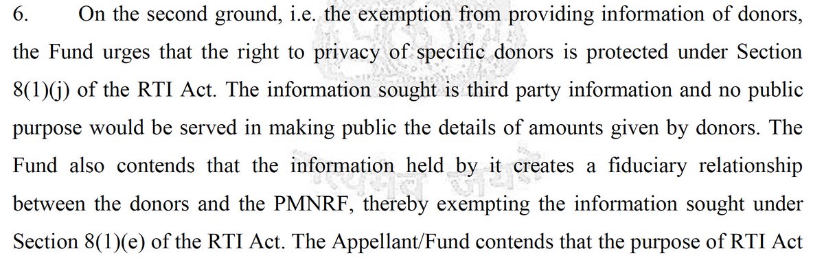 This is the justification that the PMO gave the Delhi HC for not revealing details about the PMNRF's donors. See full details about the case in the story here:  https://bit.ly/3aNEnMB 