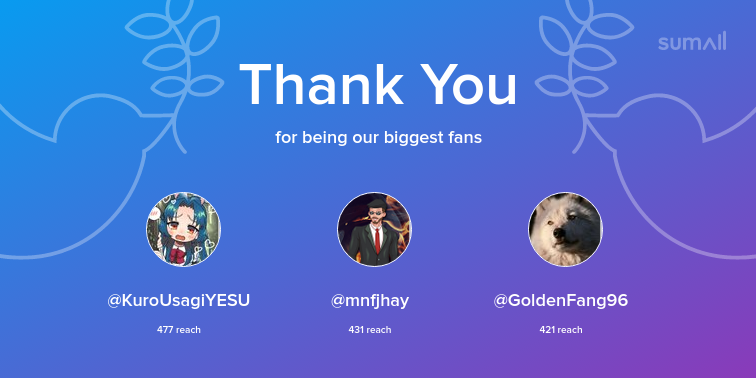 MnfHan's tweet image. Our biggest fans this week: KuroUsagiYESU, mnfjhay, GoldenFang96. Thank you! via sumall.com/thankyou?utm_s…