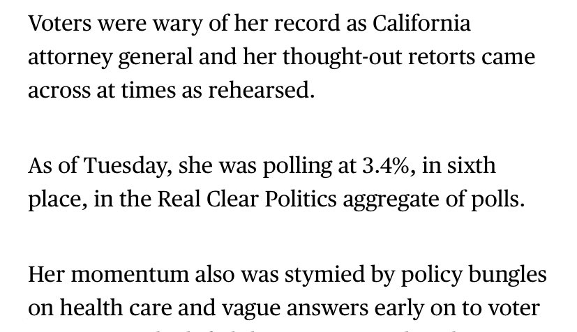 By the time Kamala Harris exited the primary she was polling at 3.4%