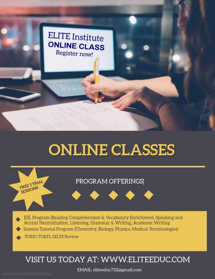 iloveelite's tweet image. We are open for registration! 

Study at your convenient time, in the convenience of your own homes!

Hurry and you can still avail of our free 3-trial sessions!

Keep safe. Stay at home. Study ONLINE!

#OnlineClasses #EnglishClasses #ScienceClasses #TOEICReview #IELTSReview
