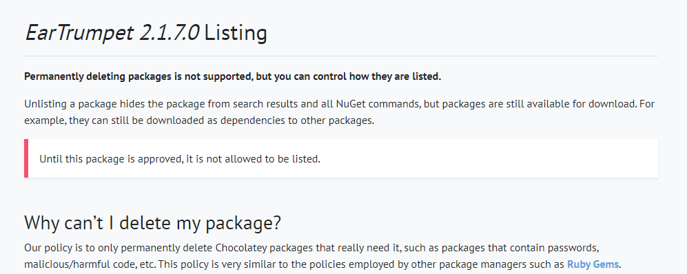 Sike! You can't do anything with this package because it hasn't been approved silly. Maybe I should've finished the Chocolatey training courses, my bad. 