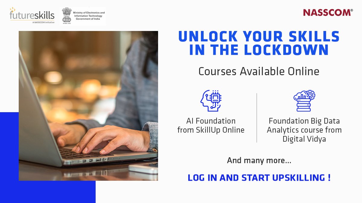 Our recently launched portal, in partnership with @GoI_MeitY, has a host of #AI coursework that can help you brush up your skill-sets during the lockdown period. Start #UpSkilling now: fslearning.nasscom.in Happy Learning!