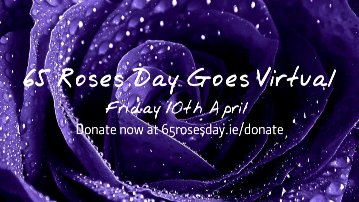 This coming Friday is the annual fundraising day for Cystic Fibrosis, known as 65 Roses Day, which has now gone online as a result of Covid-19 &amp; on tonight's show we meet a young woman who has CF on #RTENationwide Wednesday 8th April <a href="/RTEOne/">RTÉ One</a> 7pm &amp; RTE+1 8pm <a href="/rte/">RTÉ</a> 
<a href="/cf_ireland/">CF Ireland</a> RT