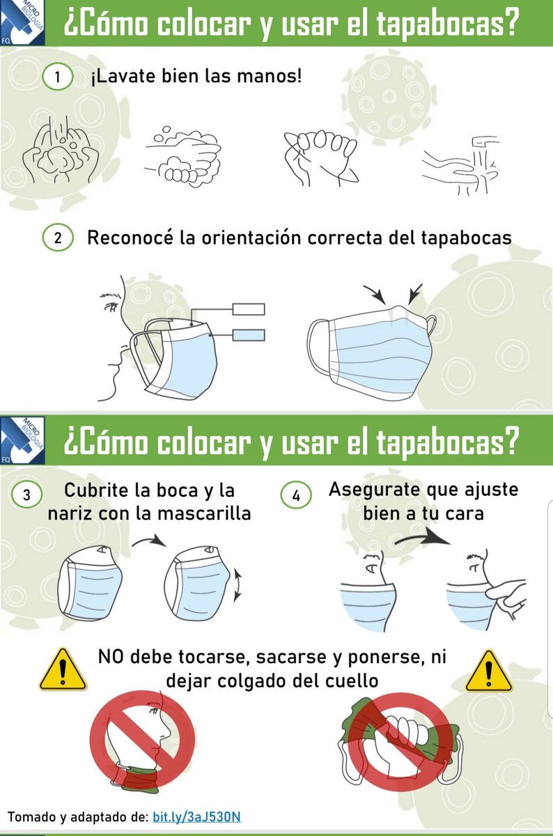 En el siguiente hilo de 2 tuits, les dejo el QUÉ, CÓMO, CUÁNDO y PORQUÉ de los Tapabocas o Barbijos.
1- #QuedateEnCasa
2- Si tenés que salir, usá #tapabocas
Recordá: El tapabocas común, sencillo, protege al otro.
Si todos lo usamos, todos nos protegemos.
Ver INSTRUCTIVO: