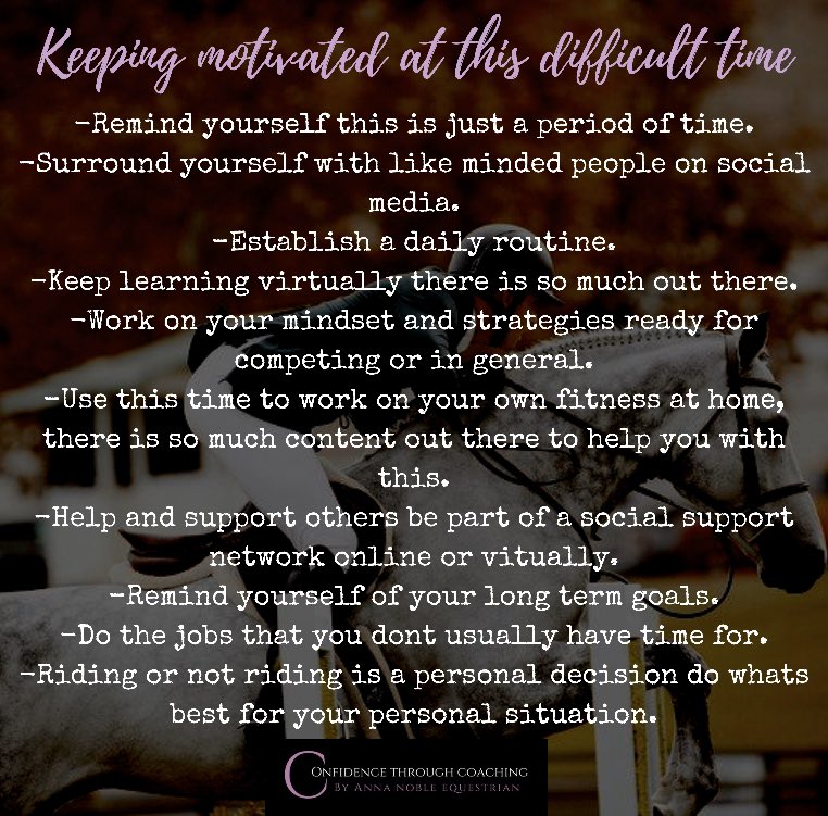 A_L_Equestrian's tweet photo. 👊🏻Wednesday Wisdom 👊🏻

keeping motivated at this difficult time is a hard one at the moment. Your mindset can be such a powerful tool. 
 Here are some ideas and tips I have come up with to help you as much as I can right now...
#wednesdaywisdom #anequestrian #mindsetiskey https://t.co/mzGawKxuTW