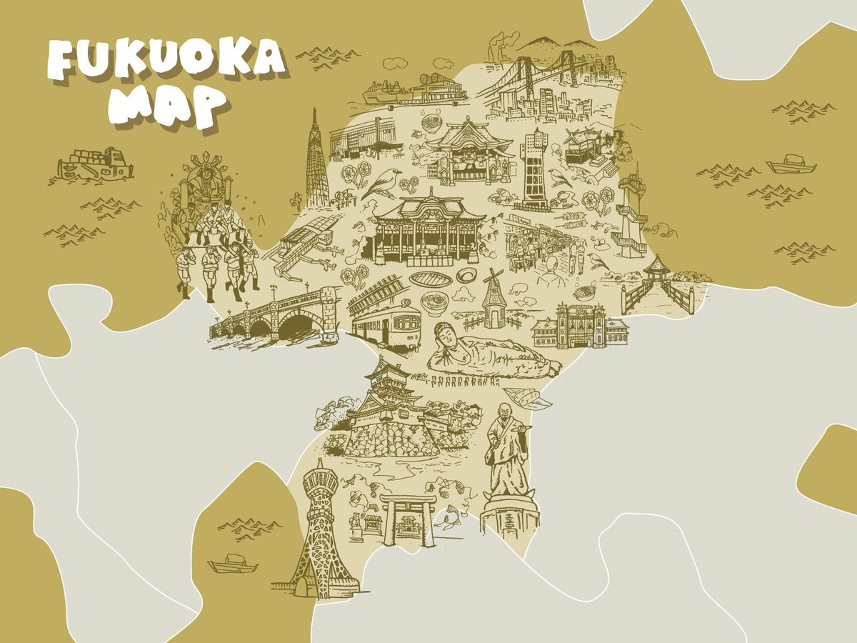 Aritoaru Pa Twitter Fukuoka Map イラスト 福岡 福岡県地図 Fukuoka