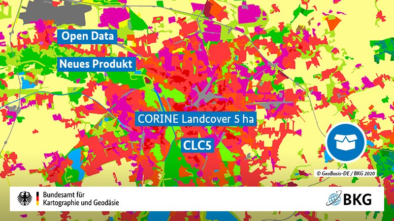 Neues aus dem Bereich OpenData - ab sofort wird erstmalig der CLC-Datensatz mit 5 ha Mindestkartiereinheit (MKE) für die Bezugsjahre 2012, 2015 und 2018 bereitgestellt.

#OpenData #CORINELandCover #CLC2018 #Copernicus

bkg.bund.de/SharedDocs/Pro…