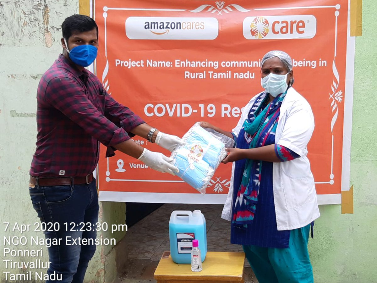 CAREIndia's tweet photo. CARE India has supplied personal safety equipment for medical personals. A sum of 10500 masks, 200 sanitizer bottles, &amp; 750L of liquid disinfectant was provided in Katumannarkoil, Cuddalore &amp; Ponneri, in Tamil Nadu.
Support: https://t.co/9LCwguMjMA https://t.co/oTA3TDFqT3