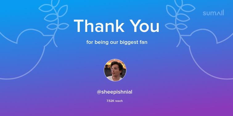 Our biggest fans this week: sheepishnial. Thank you! via sumall.com/thankyou?utm_s…