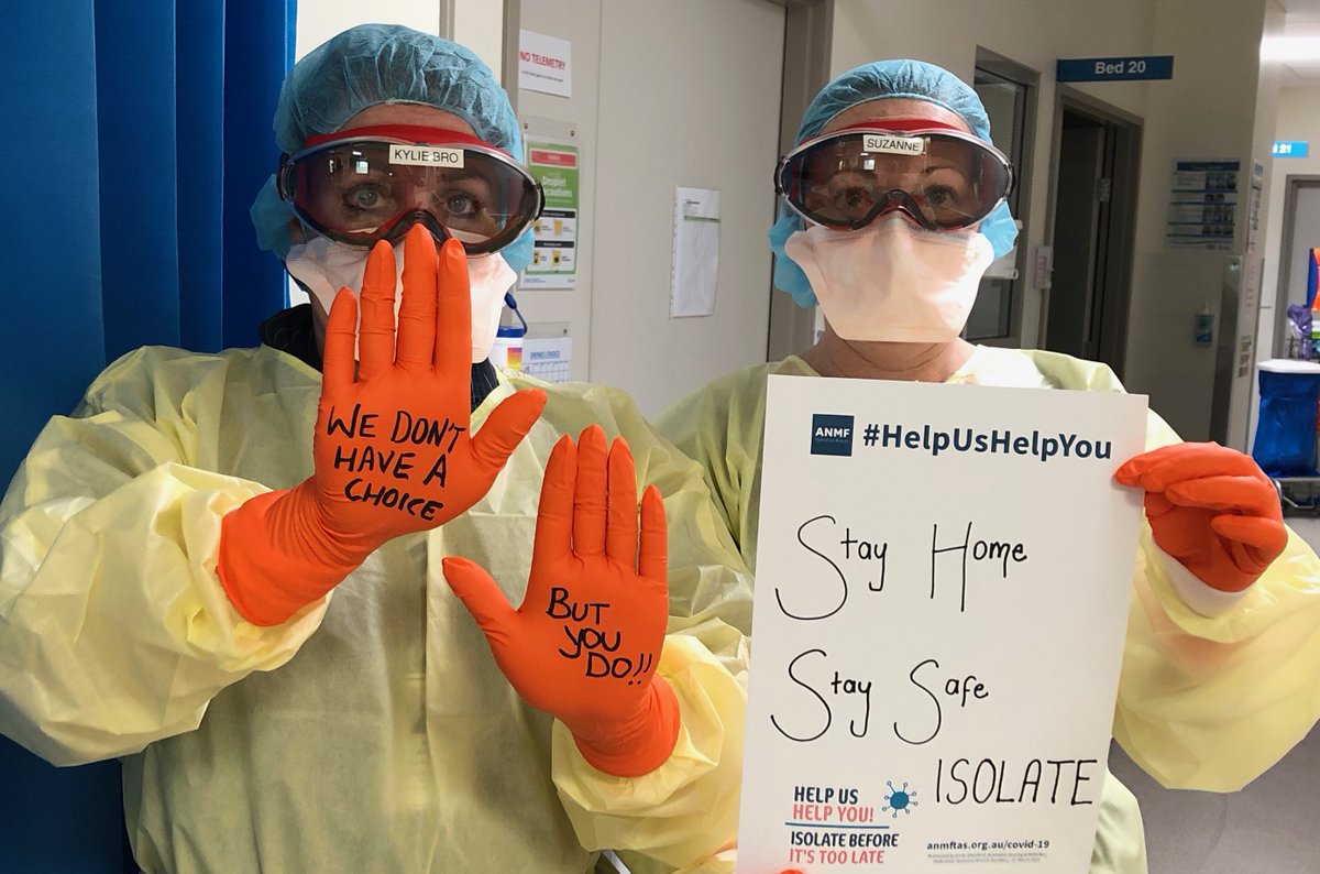 The frontline team at the Launceston General Hospital Acute Medical Ward has a message for the community in the lead up to Easter. Please #HelpUsHelpYou and #IsolateBeforeItsTooLate. Nurses, midwives and care workers don't have a choice but you do! #COVID2019AU #Covid_19australia
