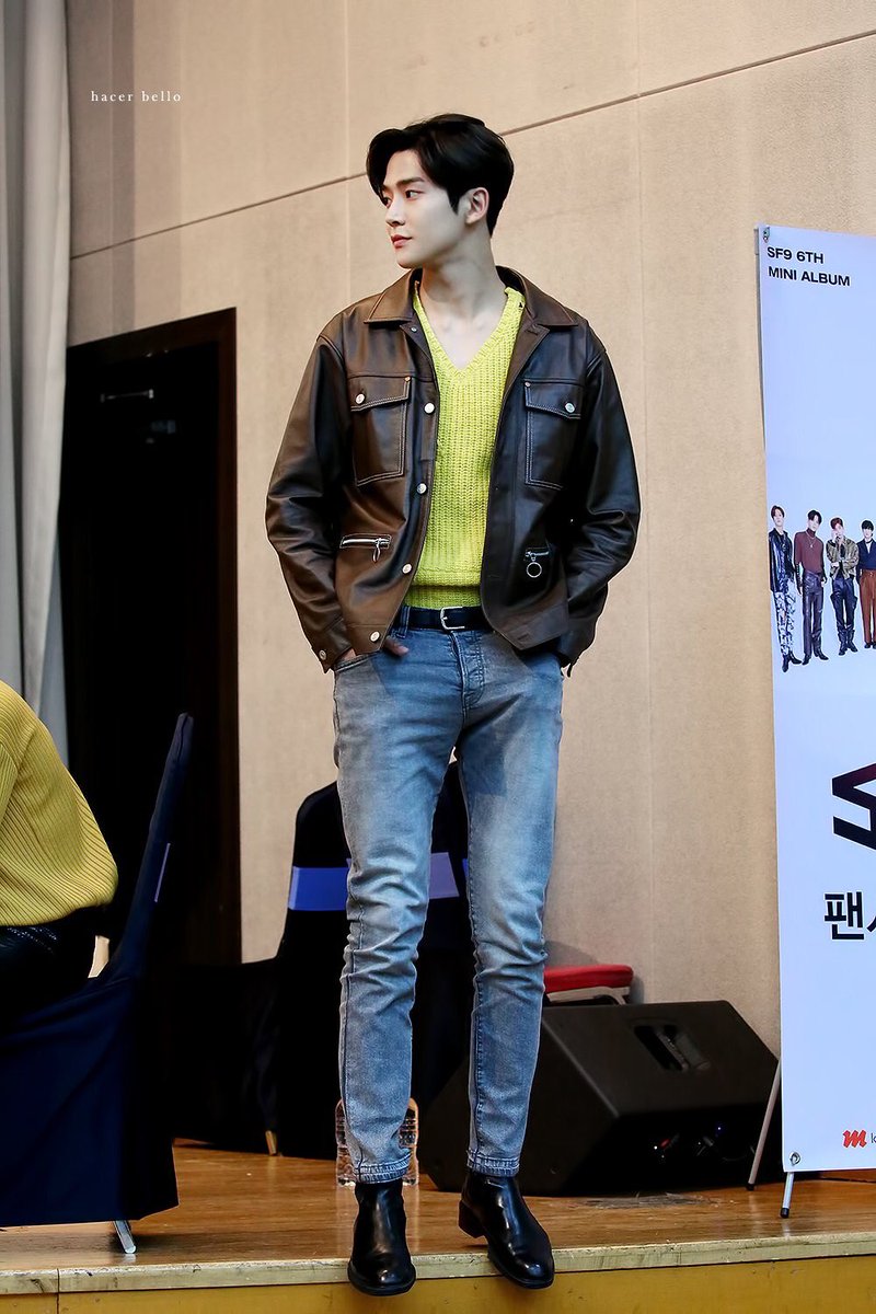 9. Rowoon with yellow knit shirt and leather jacket. It’s rarely see him in yellow outfit  #로운  #SF9  #ROWOON  #에스에프나인