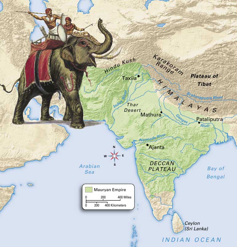 2. Mauryan Empire ( 322 - 185 BCE)The first empire of India, is the largest empire of India till date with 5 million sq km of area under them, equivalent to the Roman Empire at its height.For the first time in recorded history, India was politically unified under one ruler.