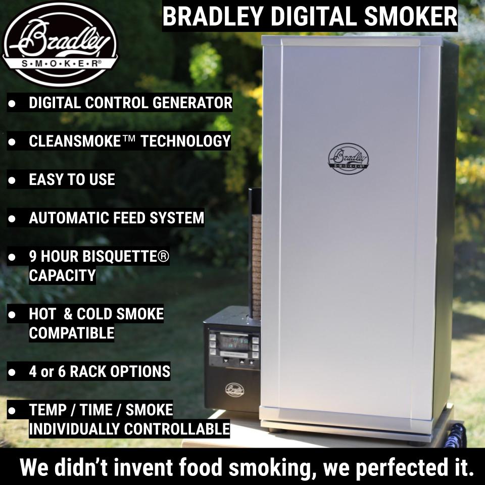 The Bradley Digital Food Smoker includes all the features of the Bradley Original Electric Smoker  with the benefits of digital technology. Temperature, time, and smoke are now completely individually controllable. zcu.io/KC82 #bradleysmoker #bradleysmokereurope