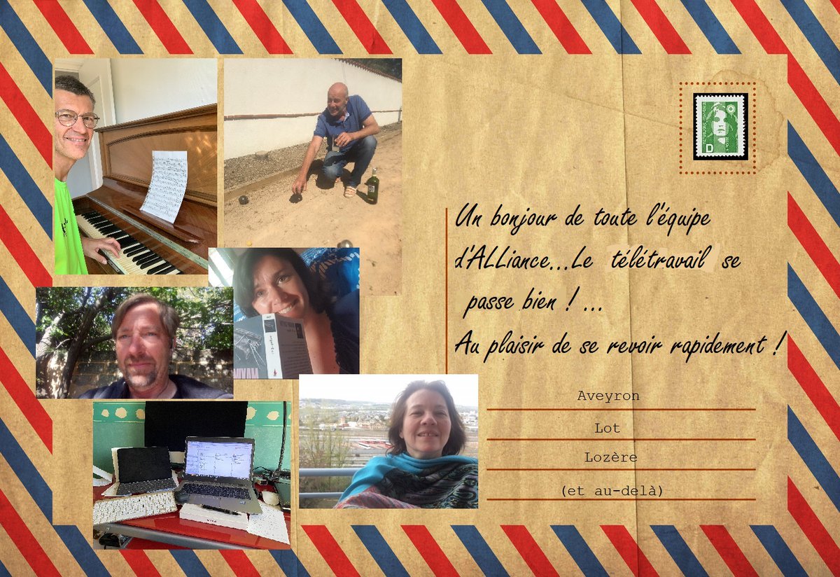 ALLianceTHD's tweet photo. Une petite carte postale de l'équipe d'ALLiance. Prenez soin de vous ! https://t.co/9m3r8nOKJx