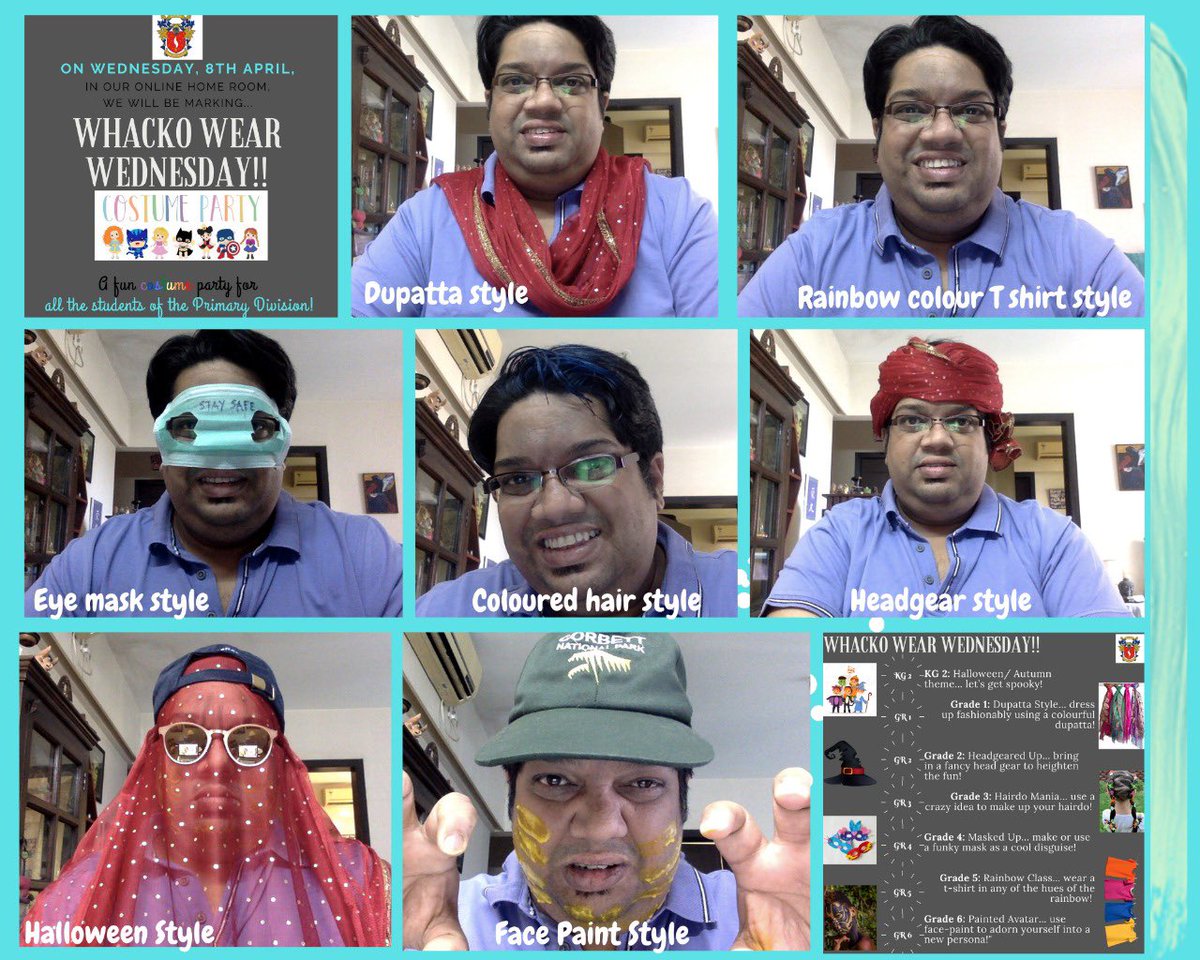 Not all tweets have to be serious! A whacko day... me in all the diff #Avatar s from our #WhackoWearWednesday! #stayingpositive #funintheclassroom #onlinelearning #IBPYP ##teachersareheroes #funnyteachers #CoronaWarriors #CoronaOutbreak #stayingafloat