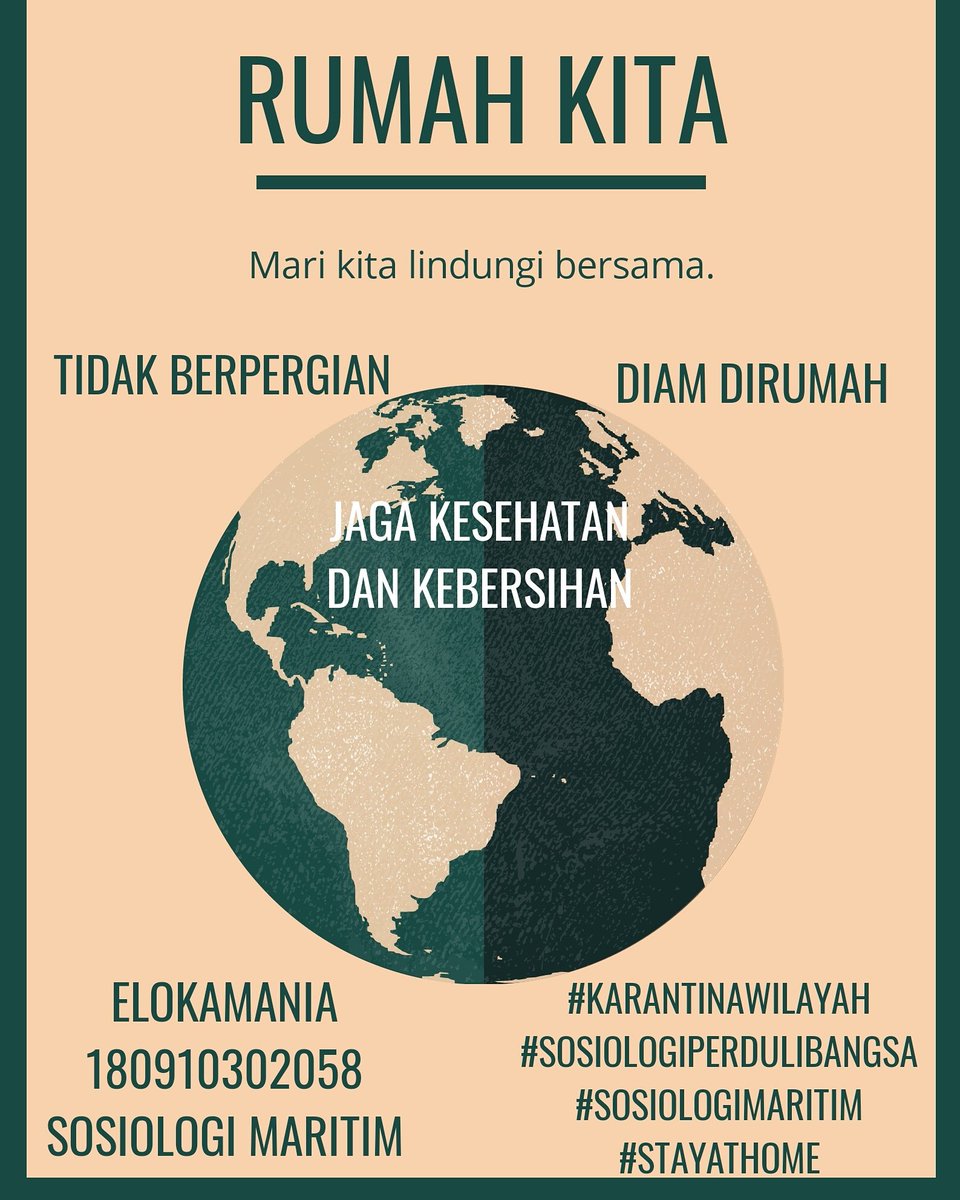 ElokAmania's tweet photo. #KarantinaWilayah 
#sosiologimaritim 
#sosiologimaritim 
#StayAtHome https://t.co/UEYYQKI4NR
