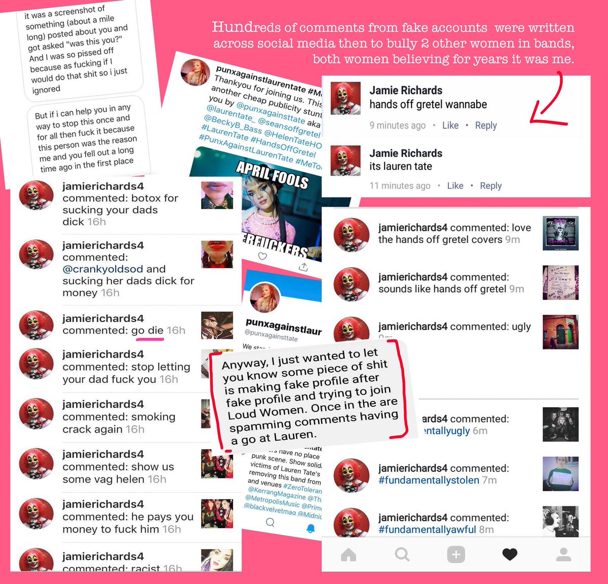 These screen shots also show more abuse I had to cope with in regards to other women in bands as I was accused of telling girls to kill themselves as this fake account posed as me. THIS IS THE END now   #timetoheal  #itsover