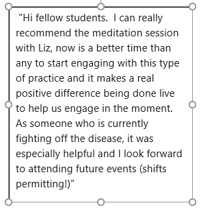cuphec's tweet photo. Calling all PHEC Paramedics!  Stressed?  Tired? In need of some 'you' time?  Join us for 'Monday Mindfulness' a 20 min online session 13 April at 8pm with Dr Liz Sparkes. Details on how to join us on CU Moodle Course Page. @wilbrahamd_dawn @KerryWykes  DWH. https://t.co/oq8rWq6Cx0