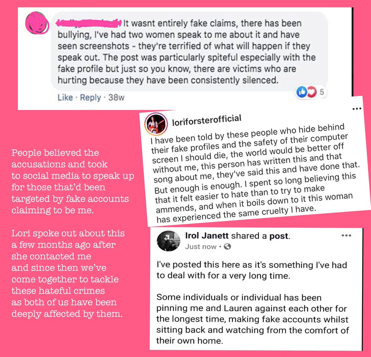 Then here are the 2 girls who were targeted by the accounts posed as me who went through hell because of it. We are now all friends and have been working together to stop this hate campaign once and for all.  #EnoughIsEnough  #bullying  #fake  #abuse  #lies  #accusations