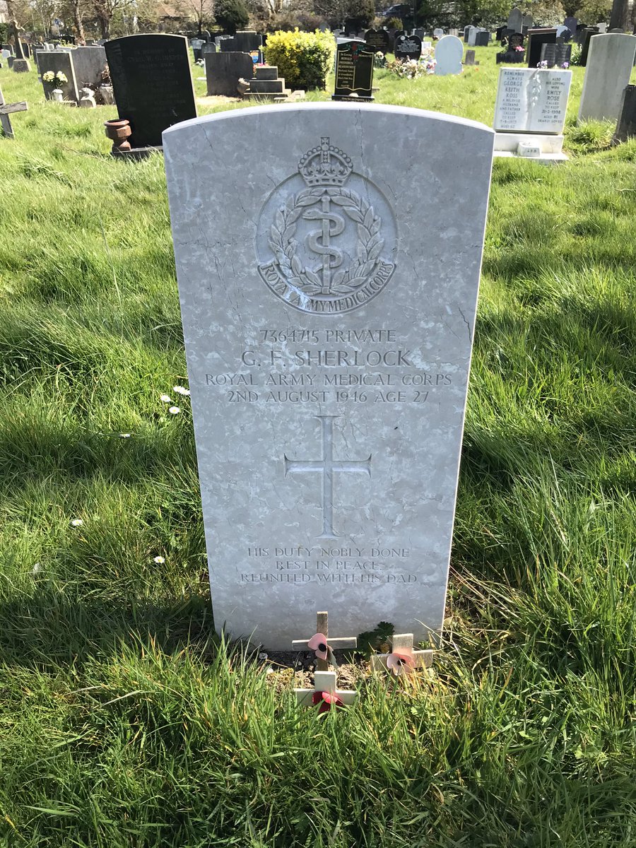 Noble67Allan's tweet photo. I paid my respects in @CWGC Milton Cemetery,Portsmouth,to the fallen who are laid to rest there with a personal tribute to a member of Medical Branch 🙏🏼 @HowardD96763282  #RIP Private G Sherlock,Royal Army Medical Corps #LestWeForget #RememberHere https://t.co/JTef867VPB